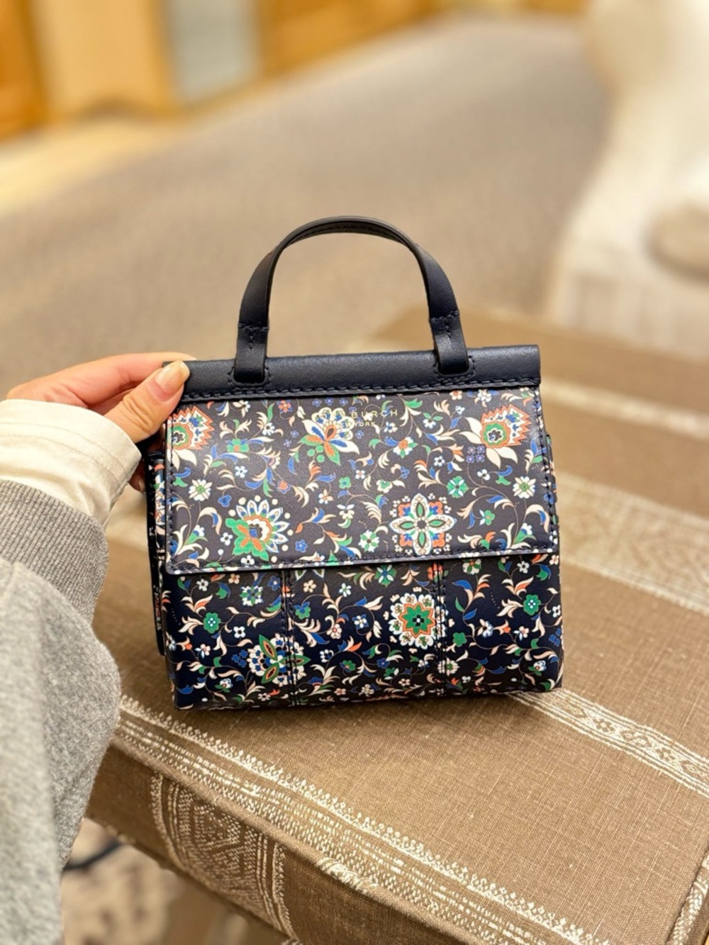 New Tory Burch Block-T mini satchel floral
